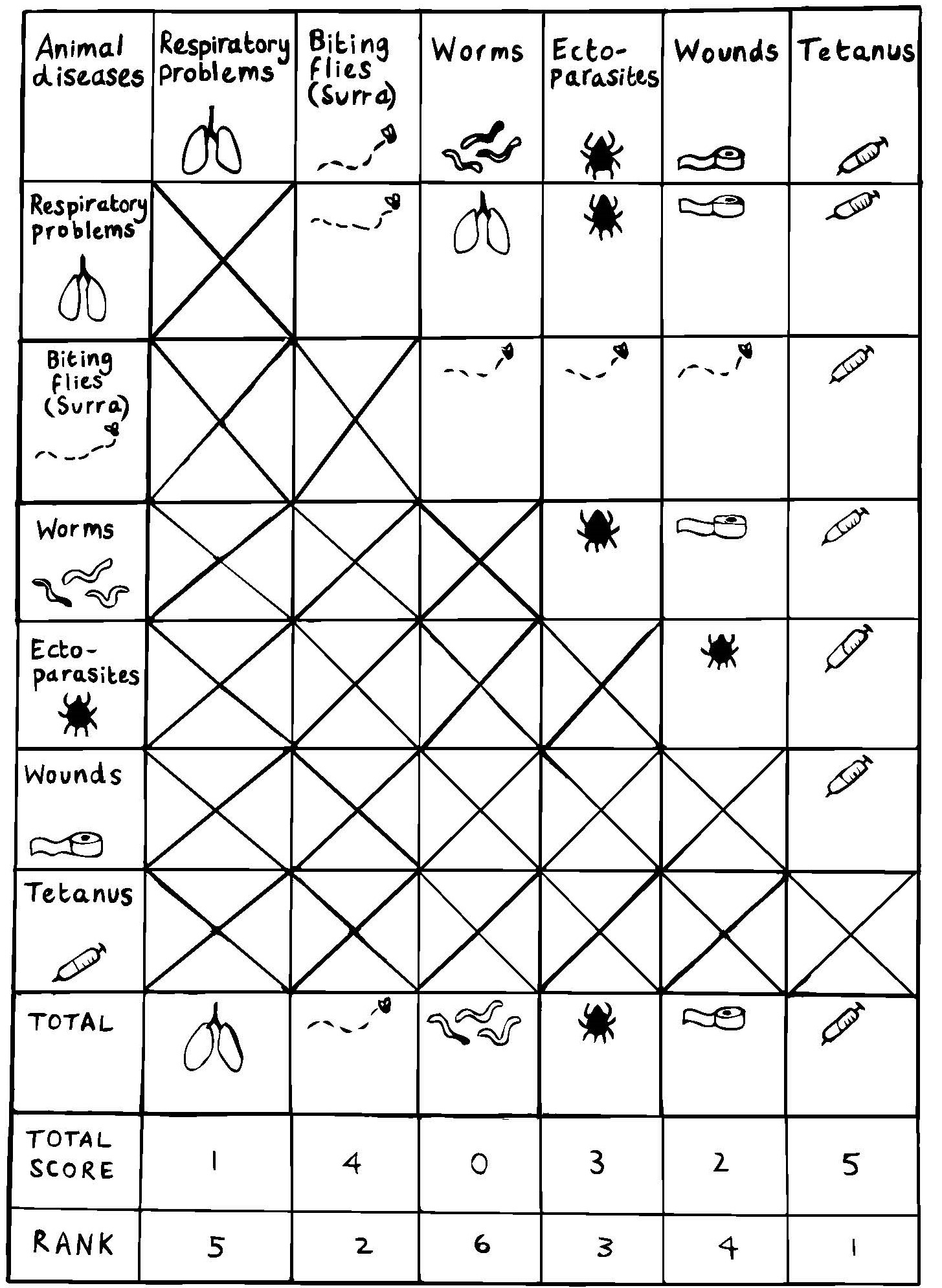 T8B Pairwise scoring and ranking of animal diseases