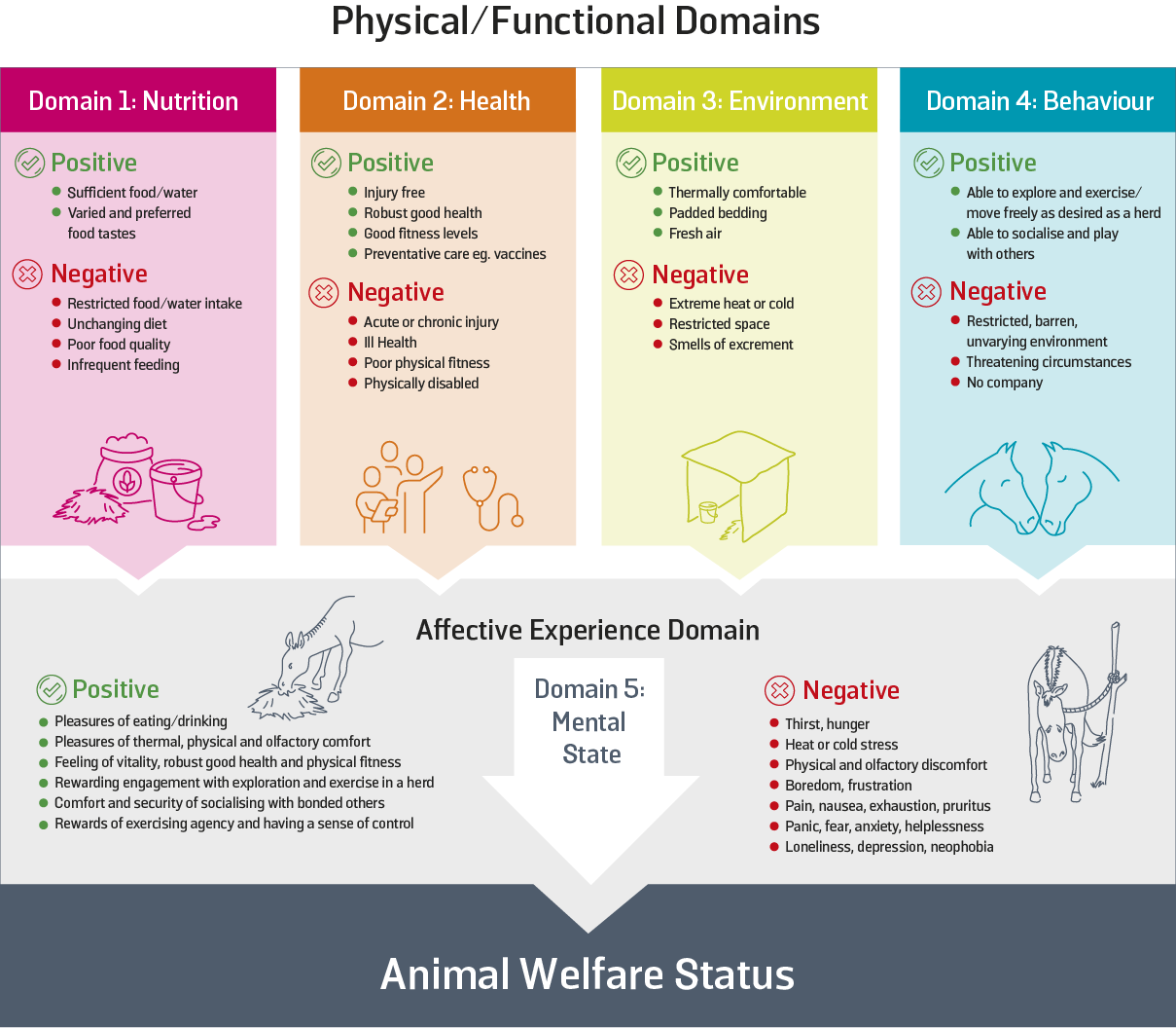 Figure 13: Examples of positive and negative experiences within the Five Domains framework [7]